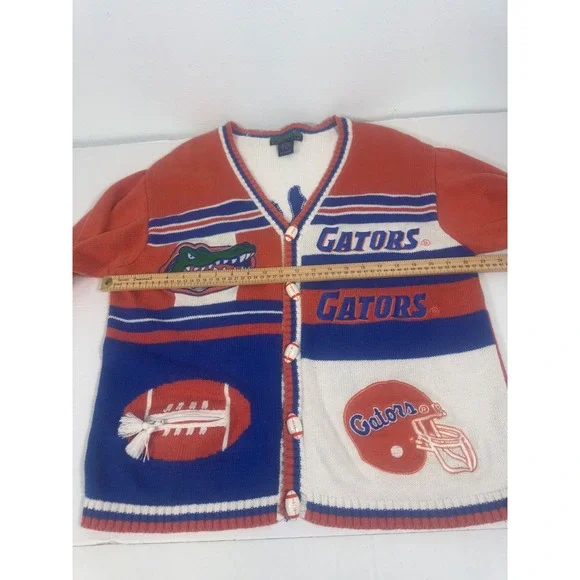 Vintage Florida Gators Mens Cardigan Sweater Orange Blue Football Large Academia